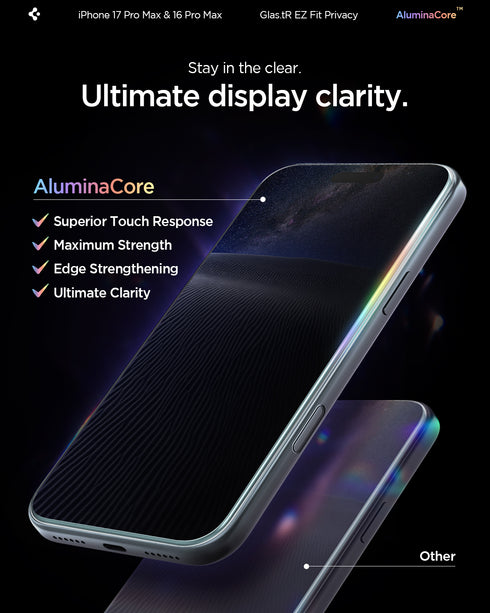 Spigen iPhone 17 Pro Max Screen Protector – GLAS.tR EZ Fit | Privacy